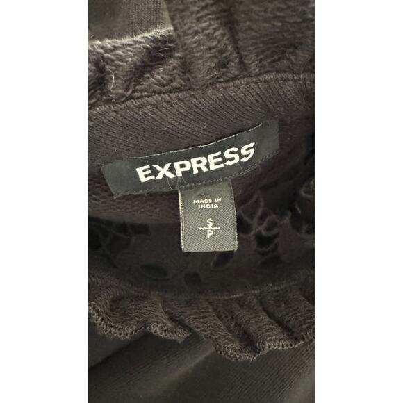 Express Womens Black Lace Trim Detail Ruffled Mock Neck Sweater Size Small NWT - Picture 10 of 13